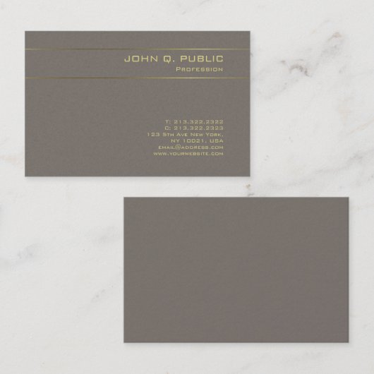 Professional Elegant Gold Text Luxury Sjabloon Visitekaartje (Voorkant / Achterkant)