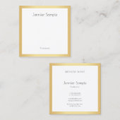 Professional Elegant Gold White Moderne Sjabloon Vierkante Visitekaartje (Voorkant / Achterkant)