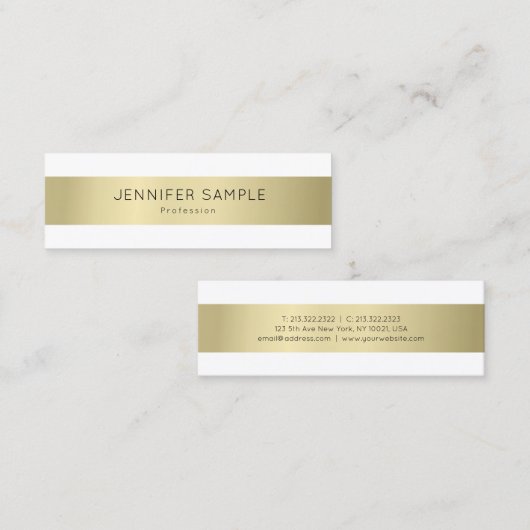 Professional Elegant Gold ziet er eenvoudig uit, m Mini Visitekaartje (Voorkant / Achterkant)