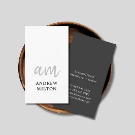 Professional Elegant GreyWhite Monogram Consultant Visitekaartje