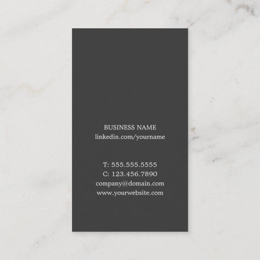 Professional Elegant GreyWhite Monogram Consultant Visitekaartje (Achterkant)