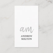 Professional Elegant GreyWhite Monogram Consultant Visitekaartje (Voorkant)