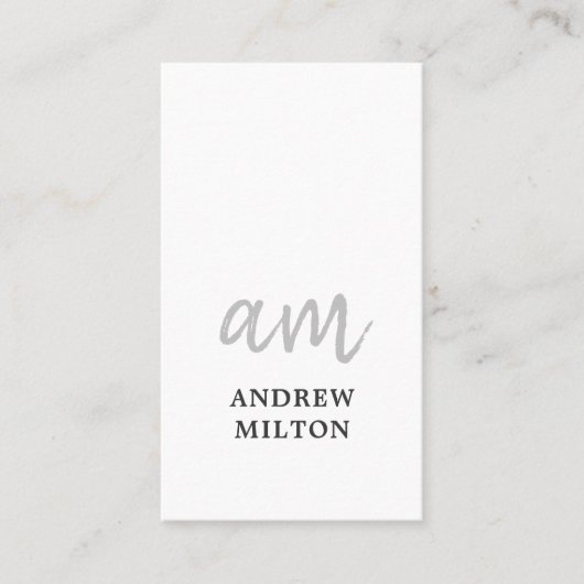 Professional Elegant GreyWhite Monogram Consultant Visitekaartje (Voorkant)