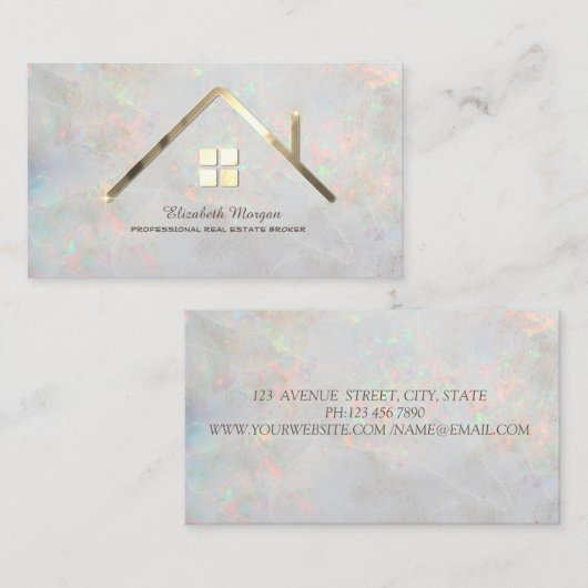 Professional Elegant House Real Estate Agent Opal Visitekaartje (Voorkant / Achterkant)