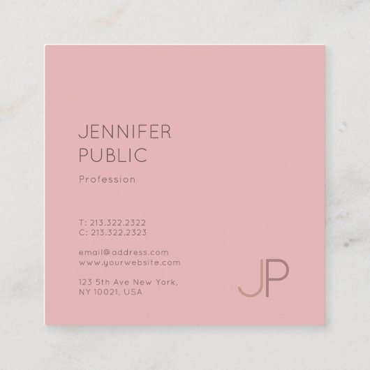 Professional Elegant Initiaal Letter Luxury Plain Vierkante Visitekaartje (Achterkant)