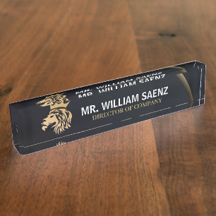 Professional Elegant Lion Logo Desk Name Bord Naambordje