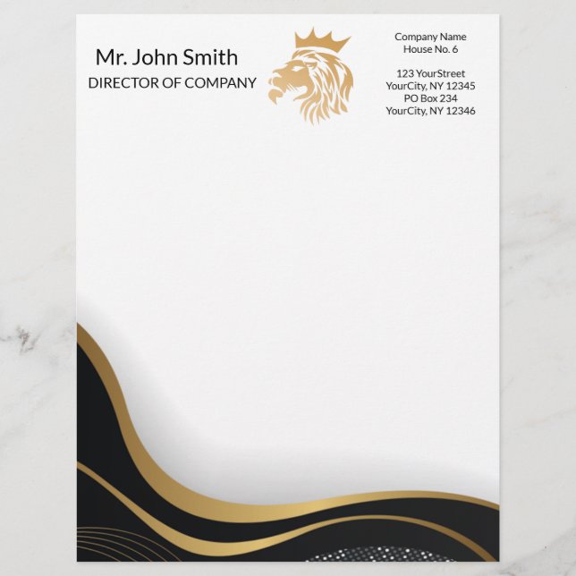 Professional Elegant Lion Logo Letterhead Briefhoofd (Voorkant)