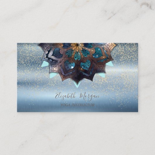 Professional Elegant Mandala, Confetti Yoga Blue Visitekaartje (Voorkant)