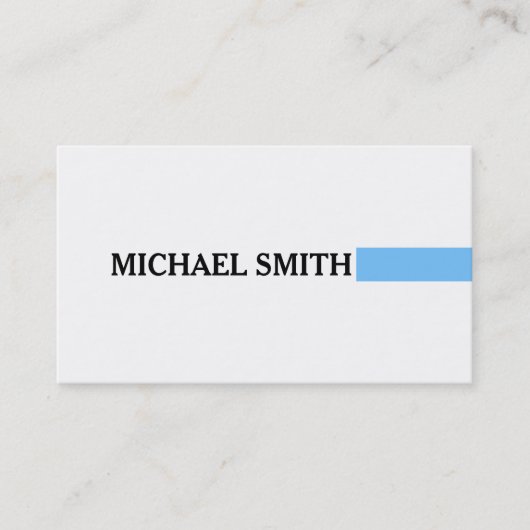 Professional Elegant Maya Blue Modern Plain White Visitekaartje (Voorkant)