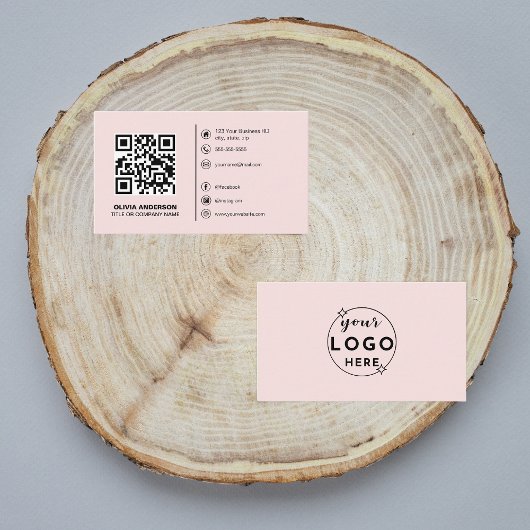 Professional Elegant Minimalist Modern Blush Pink Visitekaartje