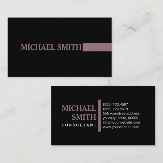 Professional Elegant Modern Bazaar Plain Black Visitekaartje (Voorkant / Achterkant)