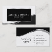 Professional Elegant Modern Black en Silver Visitekaartje (Voorkant / Achterkant)