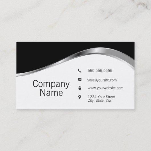 Professional Elegant Modern Black en Silver Visitekaartje (Achterkant)