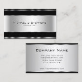 Professional Elegant Modern Black en Silver Visitekaartje (Voorkant / Achterkant)