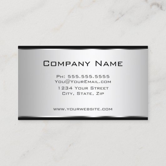 Professional Elegant Modern Black en Silver Visitekaartje (Achterkant)