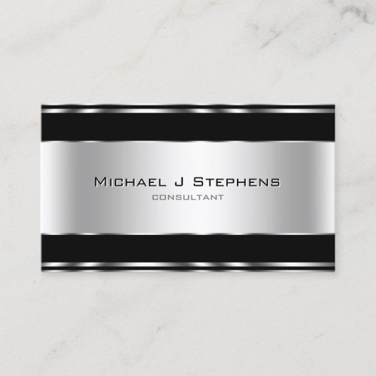 Professional Elegant Modern Black en Silver Visitekaartje (Voorkant)