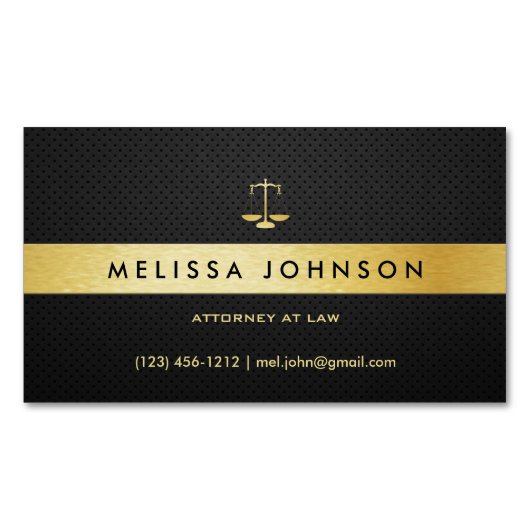 Professional Elegant Modern Black & Gold Attorney Visitekaartje Magneet (Voorkant)