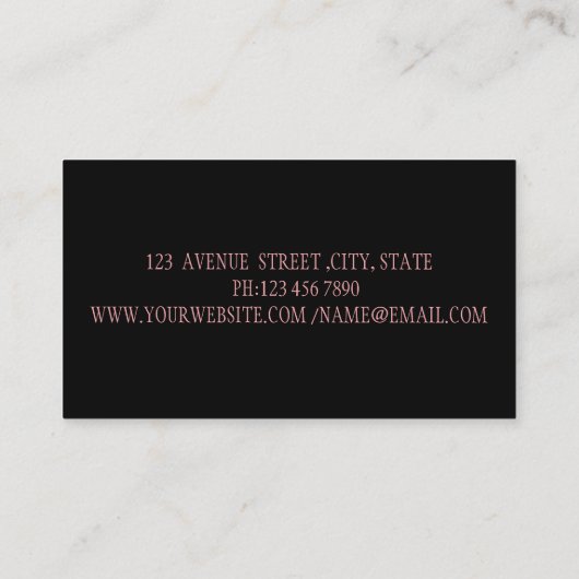 Professional Elegant Modern Black, Roze Flamingo Visitekaartje (Achterkant)