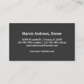 Professional elegant modern donkergrijs eenvoudig visitekaartje (Achterkant)