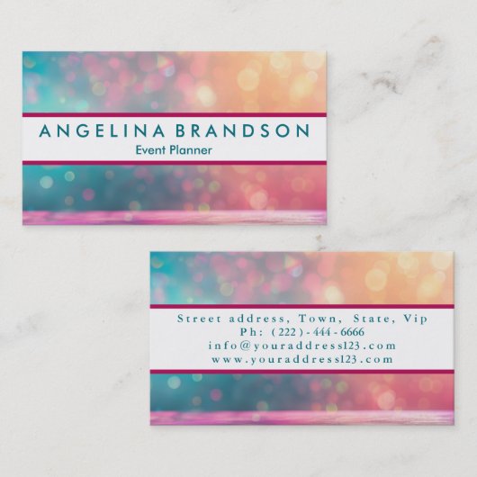 Professional Elegant modern Glitter Event Planner Visitekaartje (Voorkant / Achterkant)