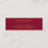 Professional Elegant Modern Gold Text Burgundy Red Mini Visitekaartje (Achterkant)