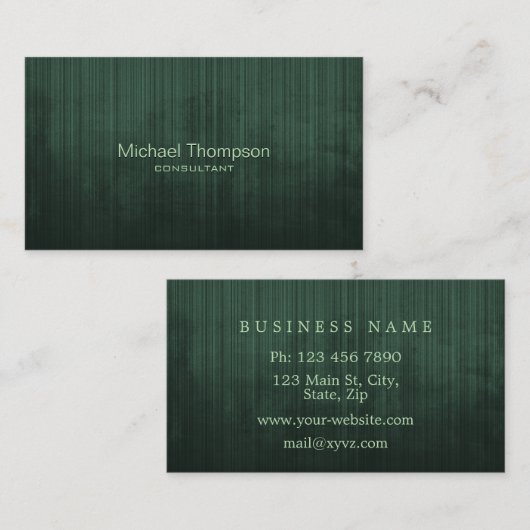 Professional Elegant Modern Green Black Rustic Visitekaartje (Voorkant / Achterkant)