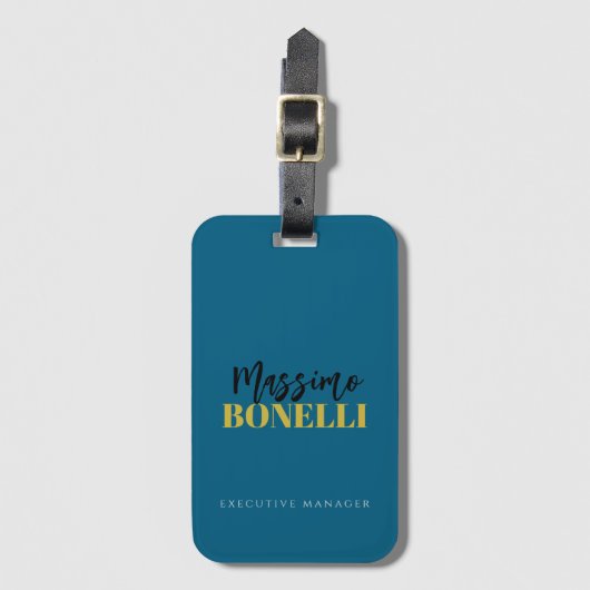 Professional elegant modern minimalist blue gold bagagelabel (Voorkant (verticaal))