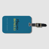 Professional elegant modern minimalist blue gold bagagelabel (Voorkant (horizontaal))