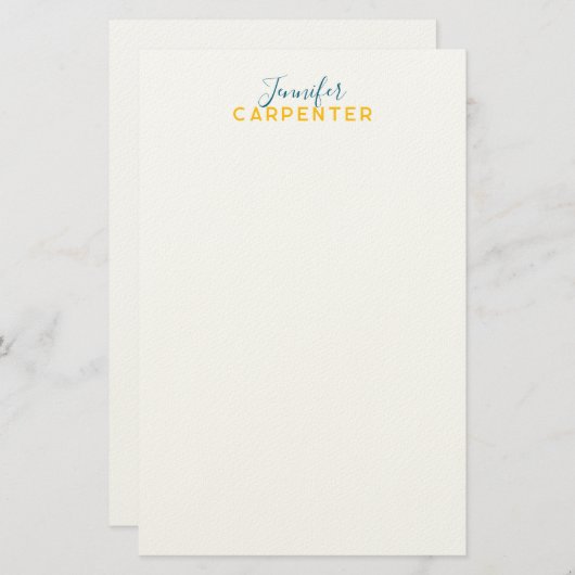 Professional elegant modern minimalist plain briefpapier (Voorkant / Achterkant)