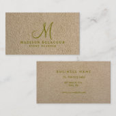 Professional Elegant modern monogram beige Sand Visitekaartje (Voorkant / Achterkant)