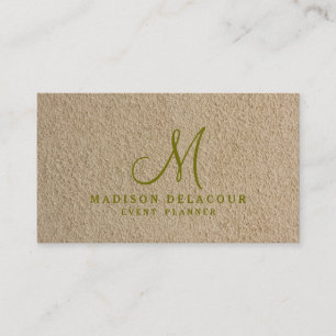 Professional Elegant modern monogram beige Sand Visitekaartje