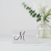 Professional Elegant Modern Monogram Silver Visitekaartje (Staand voorkant)