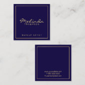 Professional Elegant Modern Navy Blue en Gold Vierkante Visitekaartje (Voorkant / Achterkant)