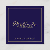 Professional Elegant Modern Navy Blue en Gold Vierkante Visitekaartje (Voorkant)