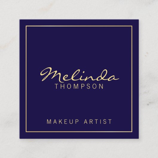 Professional Elegant Modern Navy Blue en Gold Vierkante Visitekaartje (Voorkant)