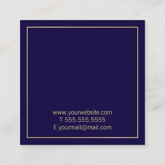 Professional Elegant Modern Navy Blue en Gold Vierkante Visitekaartje (Achterkant)