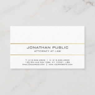 Professional Elegant Modern Plain Gold Attorney Visitekaartje