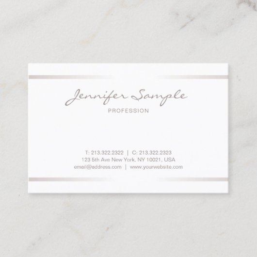 Professional Elegant modern platte Silver Effect Visitekaartje (Voorkant)