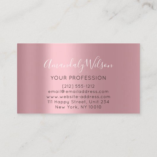 Professional Elegant modern Roos White Metallic Visitekaartje (Achterkant)