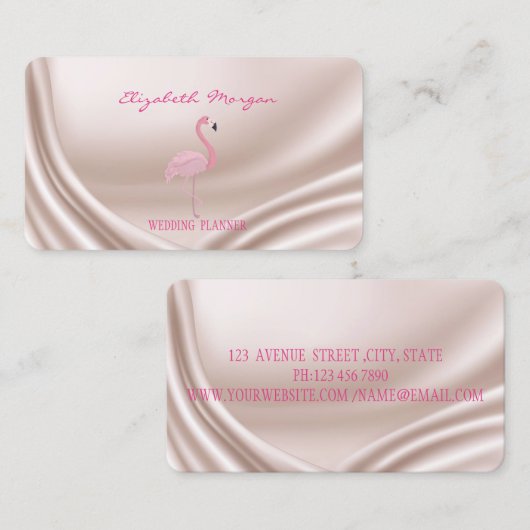 Professional Elegant Modern, Roze Flamingo Visitekaartje (Voorkant / Achterkant)
