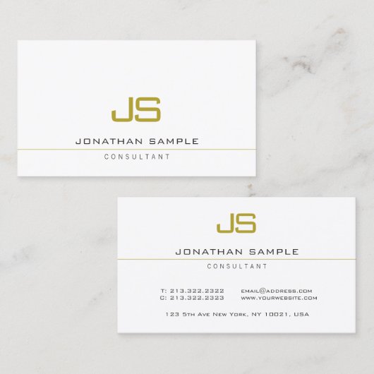 Professional Elegant Modern Template Monogram Visitekaartje (Voorkant / Achterkant)
