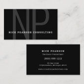 Professional Elegant modern zwart monogram Initiaa Visitekaartje (Voorkant / Achterkant)