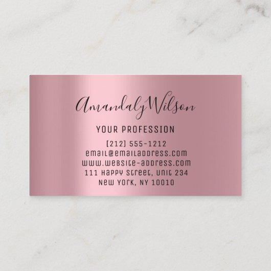 Professional Elegant Moderne Roos Logo Makeup Visitekaartje (Achterkant)