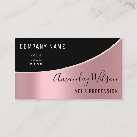 Professional Elegant Moderne Roos Logo Makeup Visitekaartje (Voorkant)