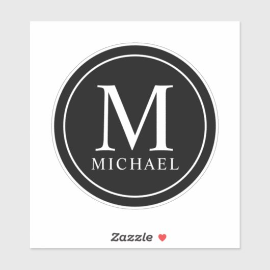 Professional Elegant Monogram and Name Sticker (Vel)
