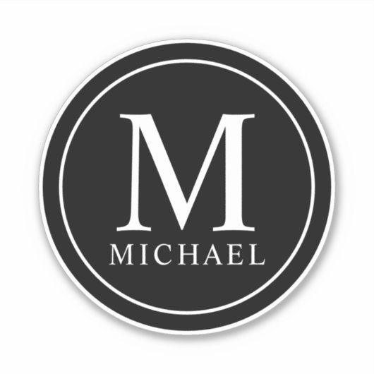 Professional Elegant Monogram and Name Sticker (Voorkant)