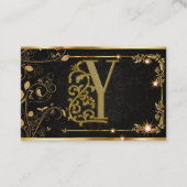 Professional Elegant Monogram Black en Gold Visitekaartje (Voorkant)