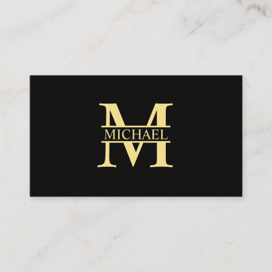 Professional Elegant Monogram Black en Gold Visitekaartje (Voorkant)