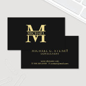 Professional Elegant Monogram Black en Gold Visitekaartje