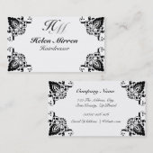 Professional Elegant Monogram Black Floral Visitekaartje (Voorkant / Achterkant)